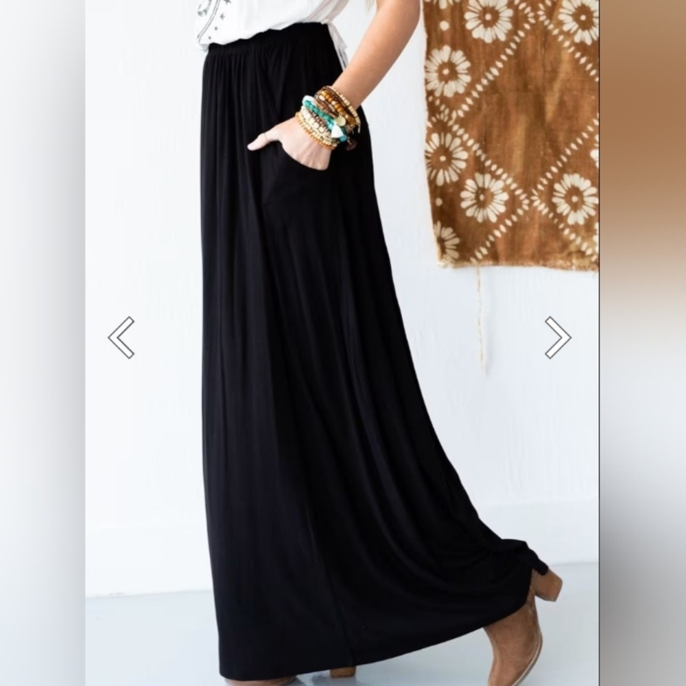 Three Bird Nest Black Maxi Skirt